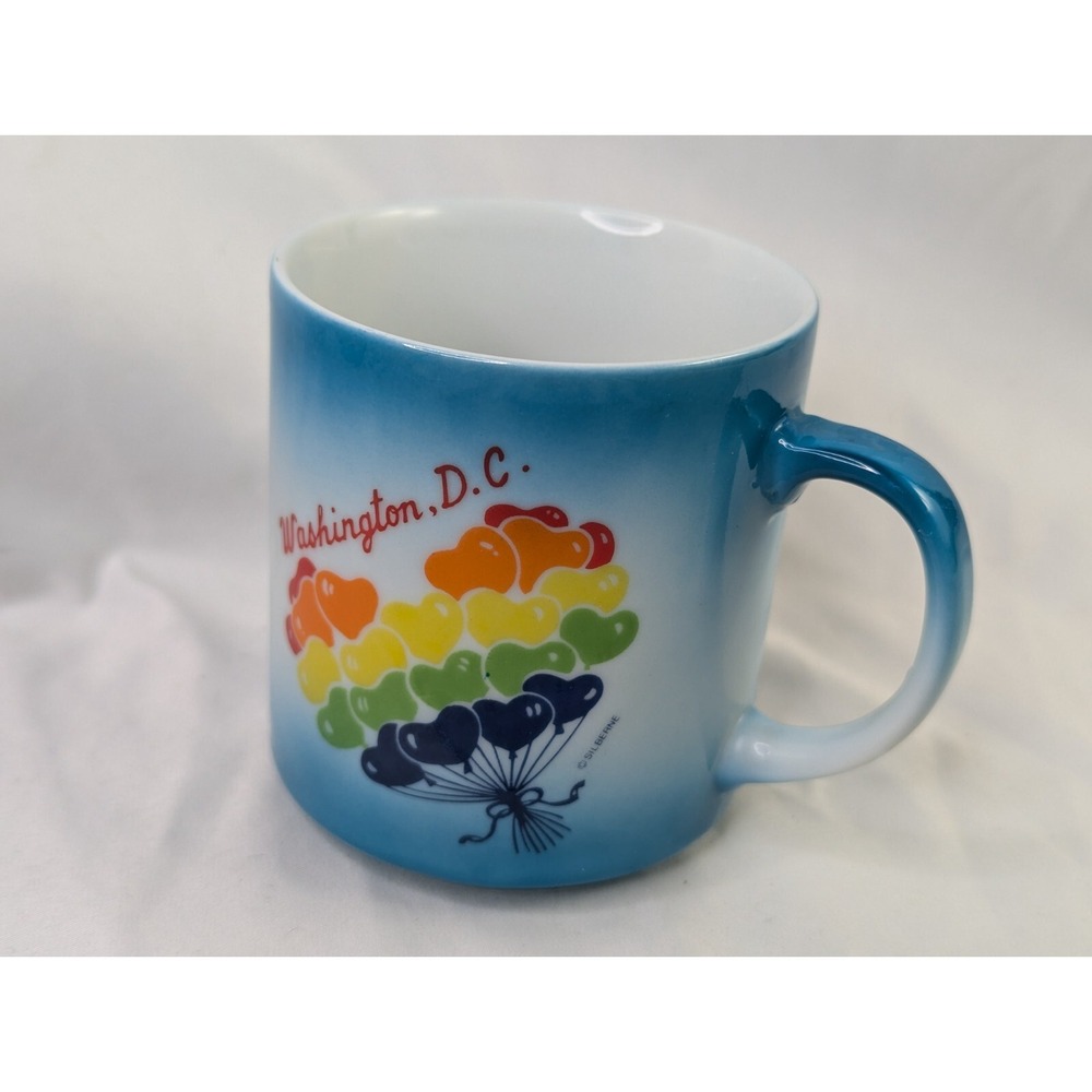 Washington DC Rainbow Balloons Hearts Coffee Cup Mug
